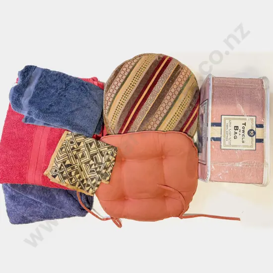 Qty of Assorted Seat Cushions and Towels Etc