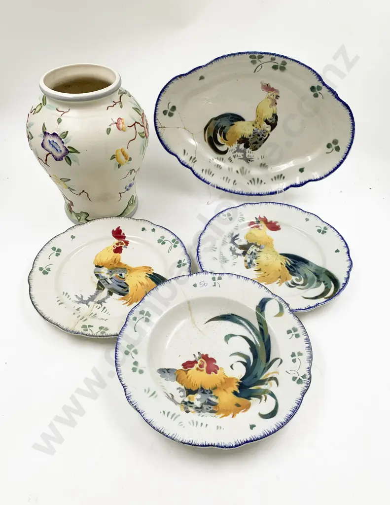 Chinese Rose Vase with Small Qty of French Dinner China (faults) Image 1++