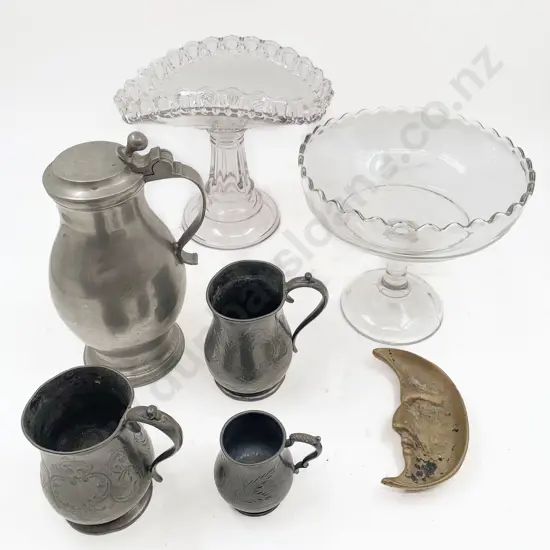 Qty of Assorted Glassware and Pewter Etc