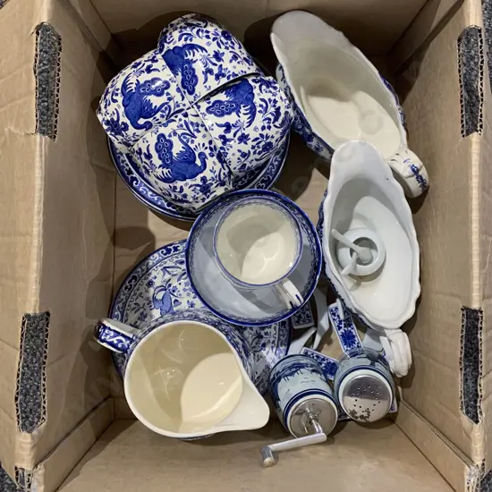 Qty of Assorted Blue and White Burleigh Ware (faults)