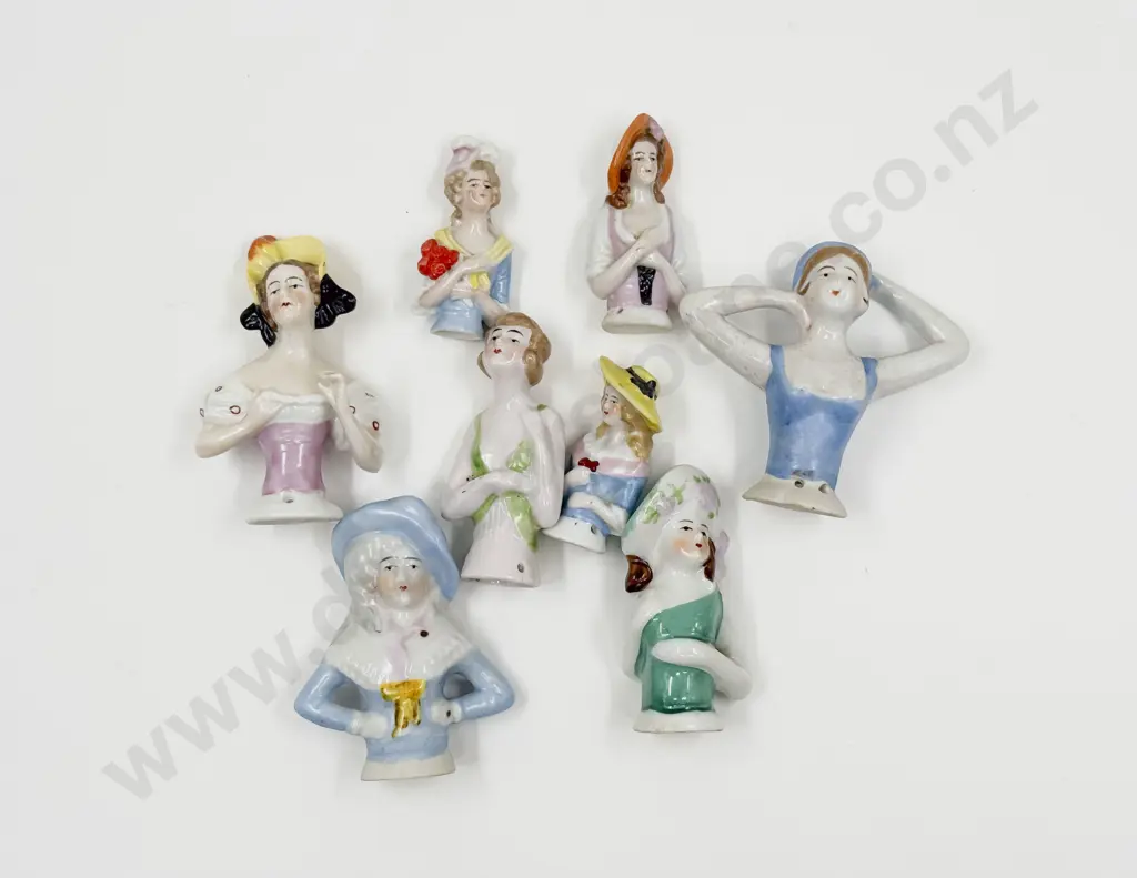 Collection of Eight C1900 China Half Head Dolls Image 1++