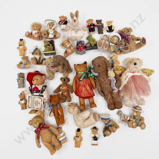 Collection of Resin Cloth and Various Novelty Teddy Bears