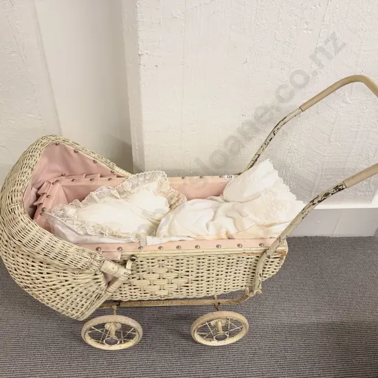 C1930's Painted Woven Cane Dolls Pram