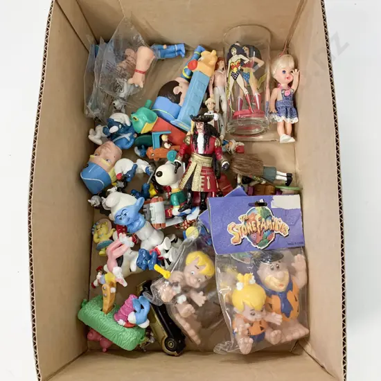 Assorted Novelty Toys including Smurfs and Flinstones Etc
