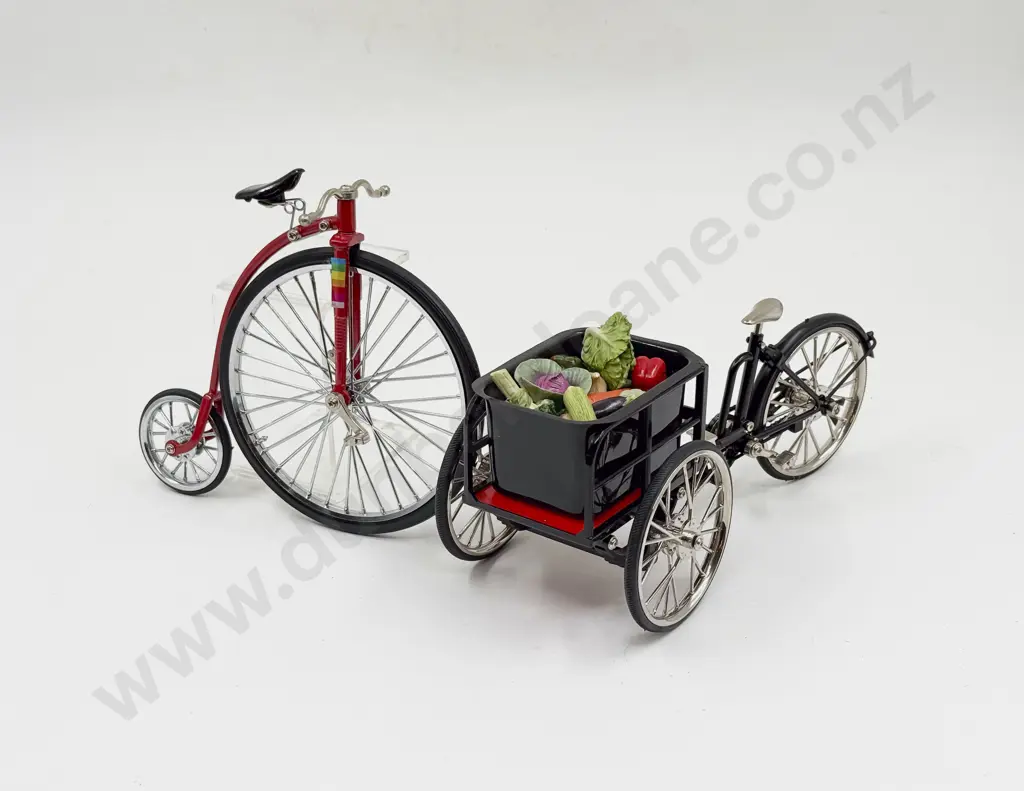 Model Delivery Tricycle with Miniature Vegetables and Penny Farthing Image 1++