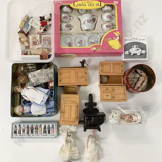 Various Dolls House Dolls with Miniatures etc