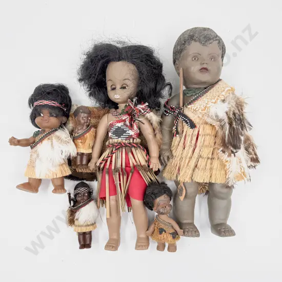 Six Vintage Maori Costume Dolls