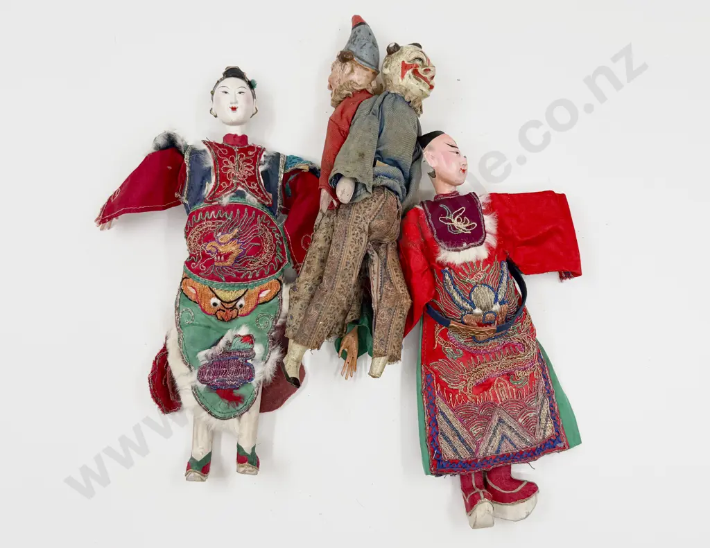 Assorted Lot - Two Chinese Dolls (one a/f) Novelty Clowns with Crochet Purse and Paint Book Image 1++