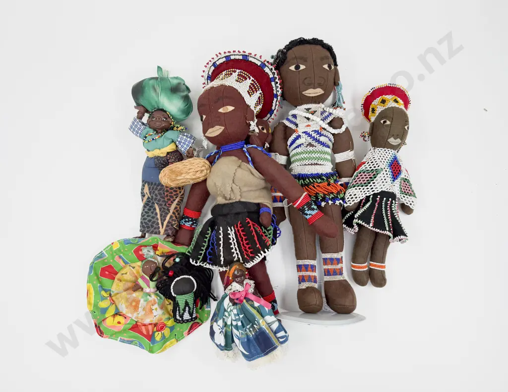 Vintage Hand Crafted Cloth and Extensive Beadwork African Dolls Image 1++