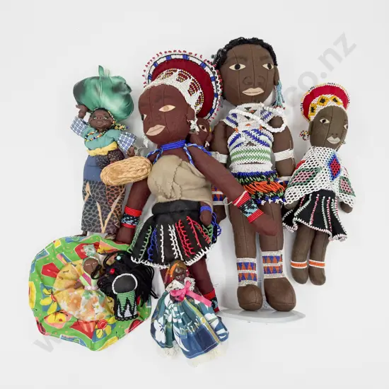 Vintage Hand Crafted Cloth and Extensive Beadwork African Dolls