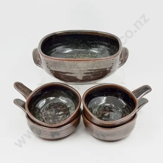 Mirek Smisek Serving Bowl and Four Handled Soup Dishes