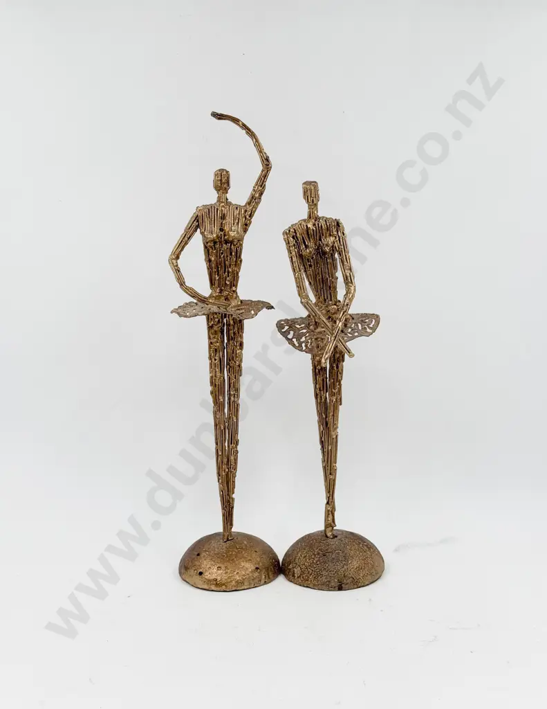 Pair of Modernist Metal Ballerina Sculptures Image 1++