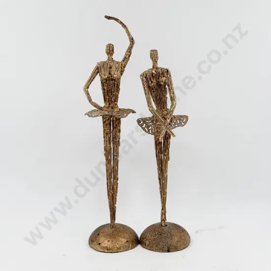 Pair of Modernist Metal Ballerina Sculptures