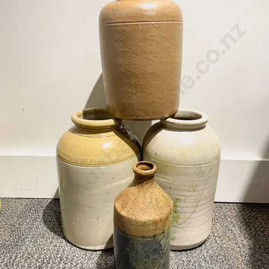 Four Assorted Stoneware Crocks/Bottles