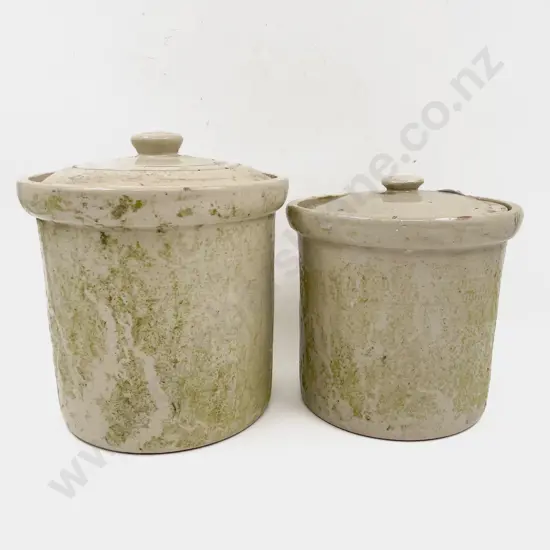 Pair of Timaru Pottery Lidded Crocks