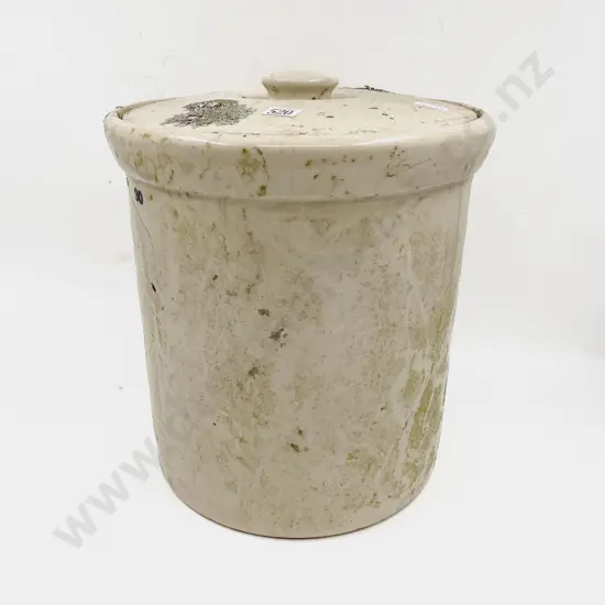 Large Stoneware Lidded Crock (faults)