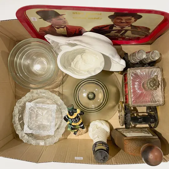 Box of Assorted Vintage including Ceramic Food Molds etc