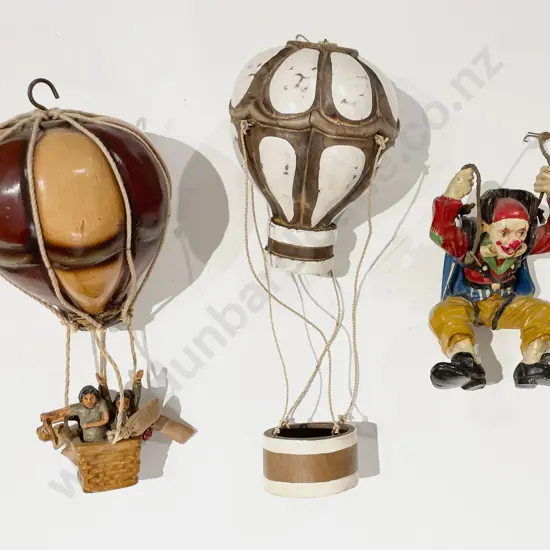 Two Vintage Hot Air Balloon Ornaments