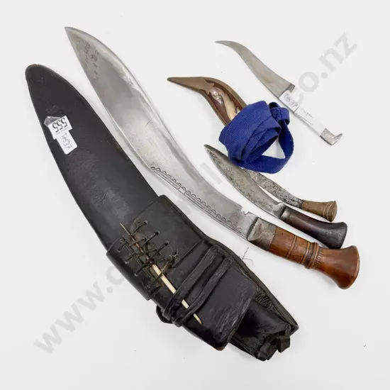 Vintage Kukri in Sheath together with Kirpan Ceremonial Dagger