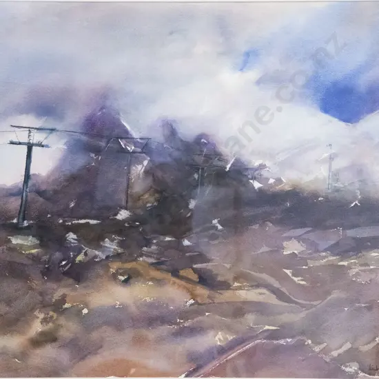 Libby Kemp, The Last Spike, Whakapapa, Watercolour on Paper, Signed