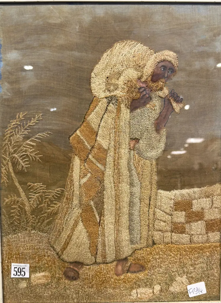 Antique Needlepoint Portrait Image 1++