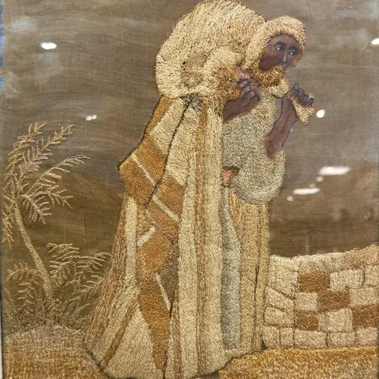 Antique Needlepoint Portrait