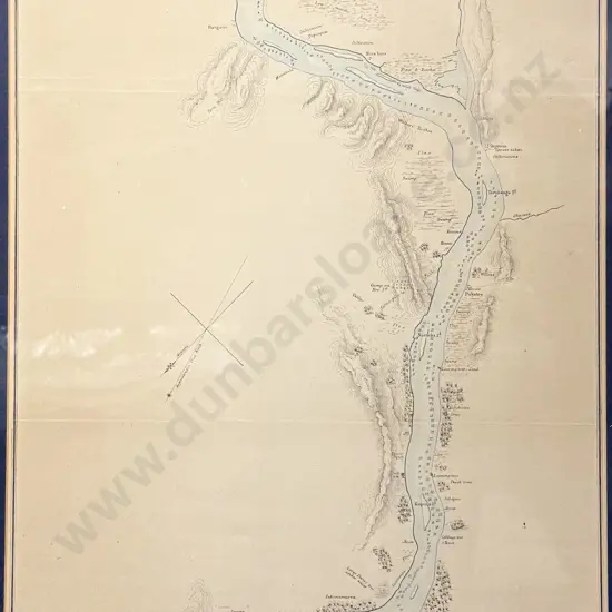 NZ Sketch of the Waikato River 1863 - Framed Vintage Map