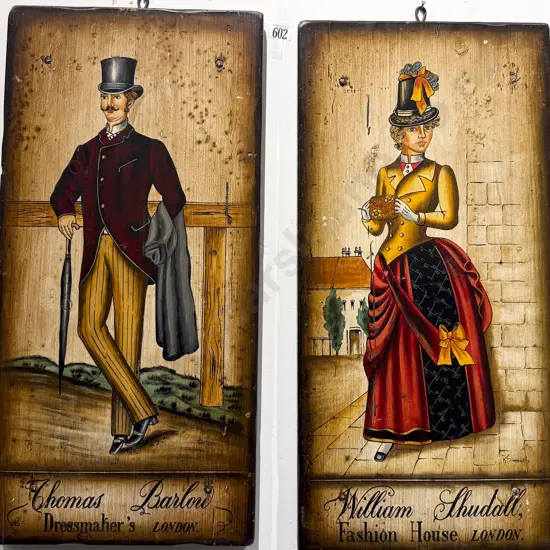 Two Victorian Style Advertising Prints on Board