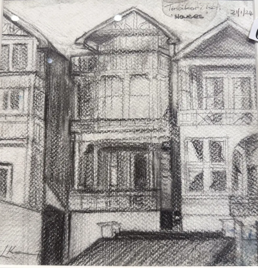 Libby Kemp - Tinakori Houses - Graphite on Paper Image 1++