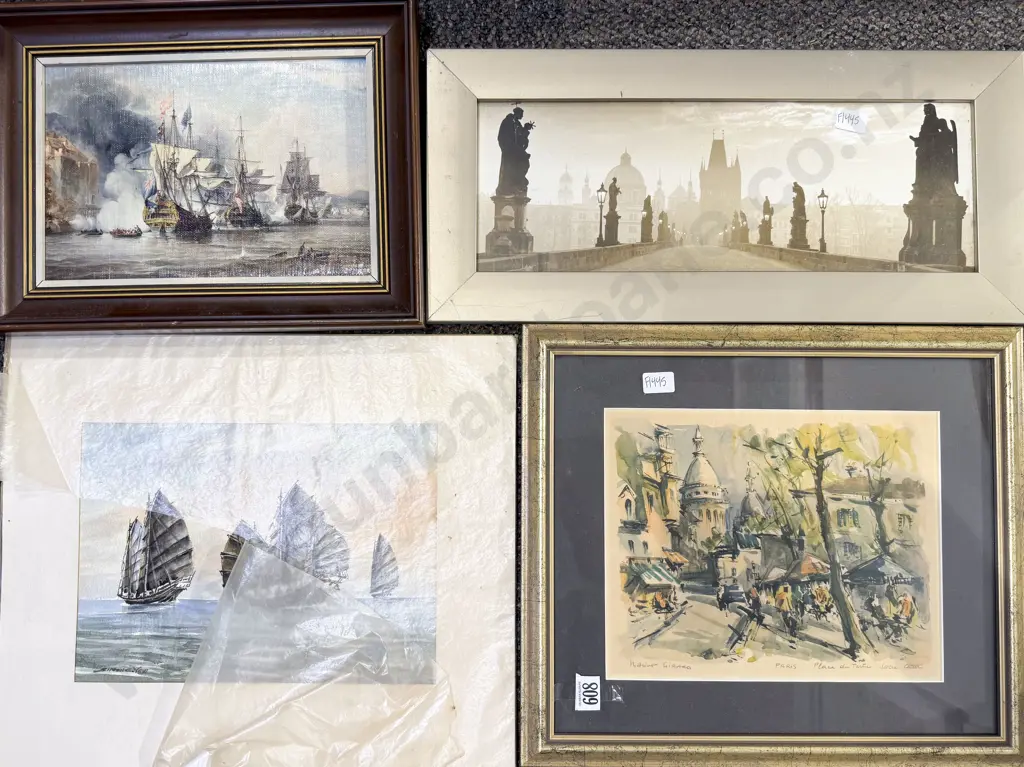 Three Assorted Framed Works & Loose Nautical Study Image 1++