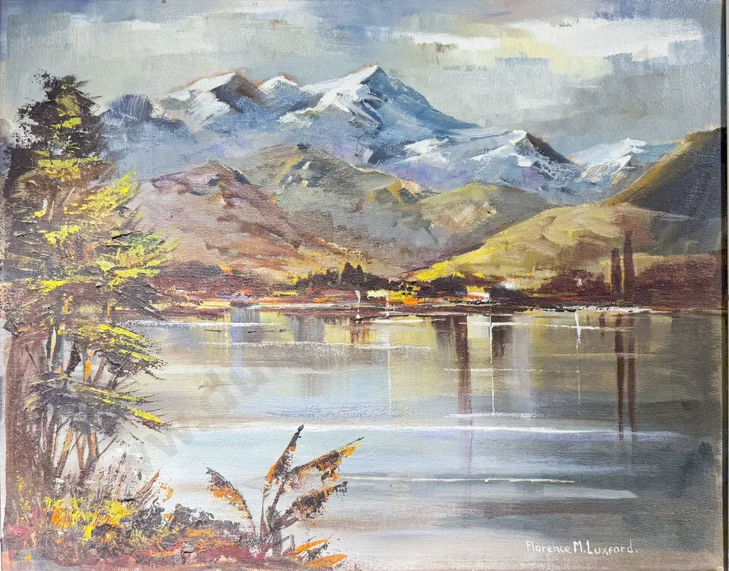 Florence M. Luxford - "The Remarkables Lake Wakatipu" - Oil on Board Image 1++