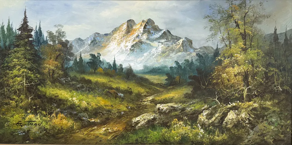 G. Whitman - Forest Path Landscape - Oil on Canvas Image 1++