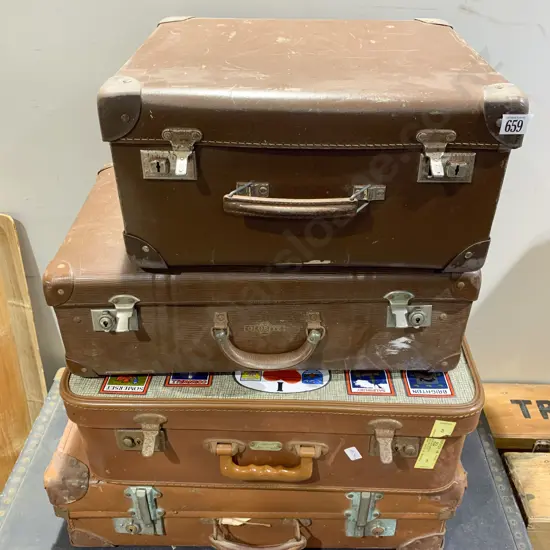 Four Assorted Vintage Suitcases
