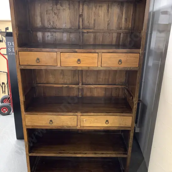 Chinese Shelving Unit with Two Rows of Drawers