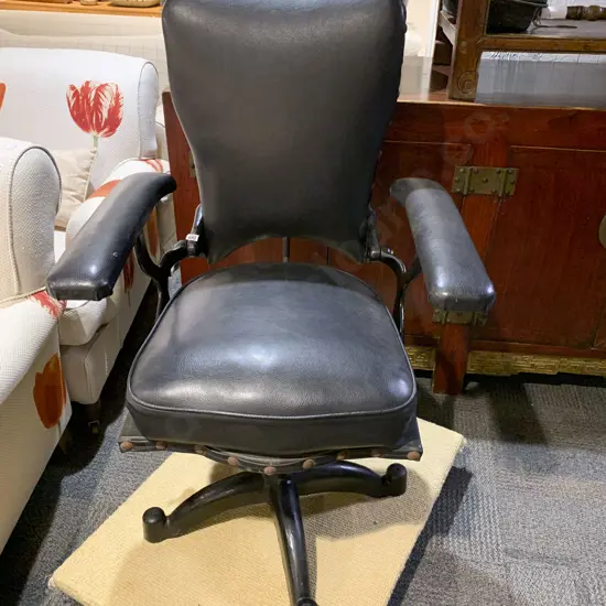 Vintage Barber's Chair on Heavy Cast Iron Base
