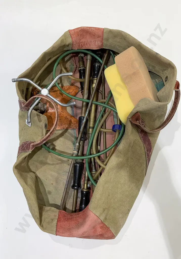 Vintage Brass Garden Sprayer in Canvas Bag Image 1++