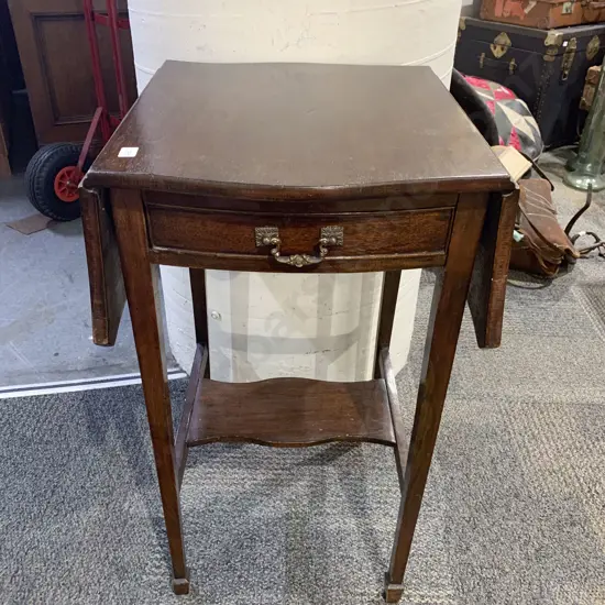 Edwardian Mahogany Single Drawer Drop Leaf Side Table