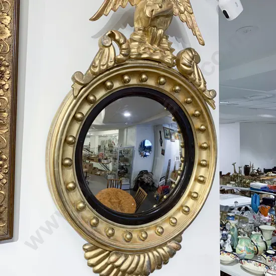 Regency Style Giltwood Circular Convex Mirror