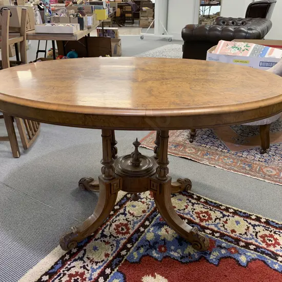 Fine Quality Vict Burr Walnut & Marquetry Loo Table