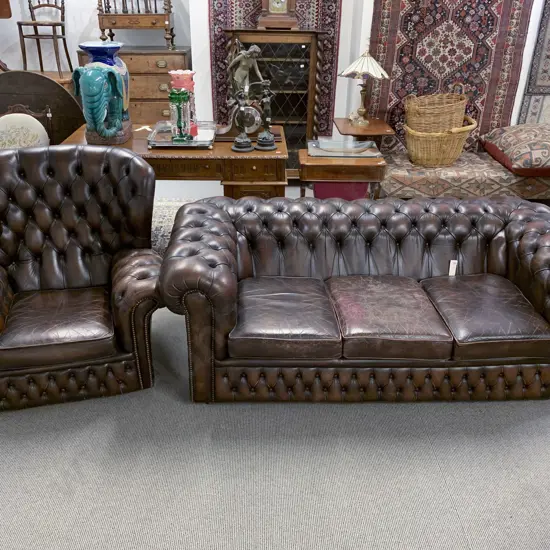Modern Chesterfield Two Piece Suite