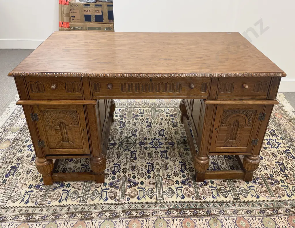 17th Century Style Oak Partners Desk of Neat Proportions Image 1++