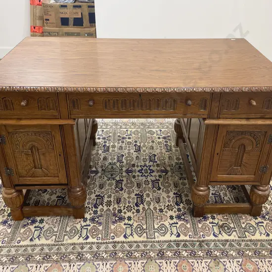 17th Century Style Oak Partners Desk of Neat Proportions