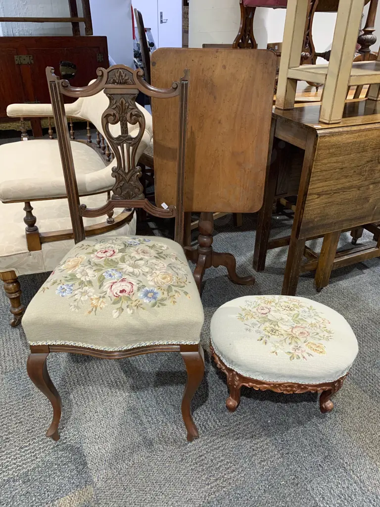 Tapestry Seated Single Chair together with Tapestry Topped Foot Stool Image 1++