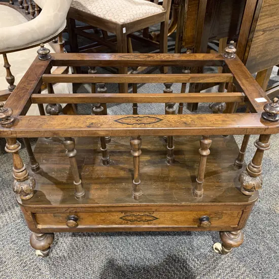 Victorian Walnut & Inlaid Canterbury