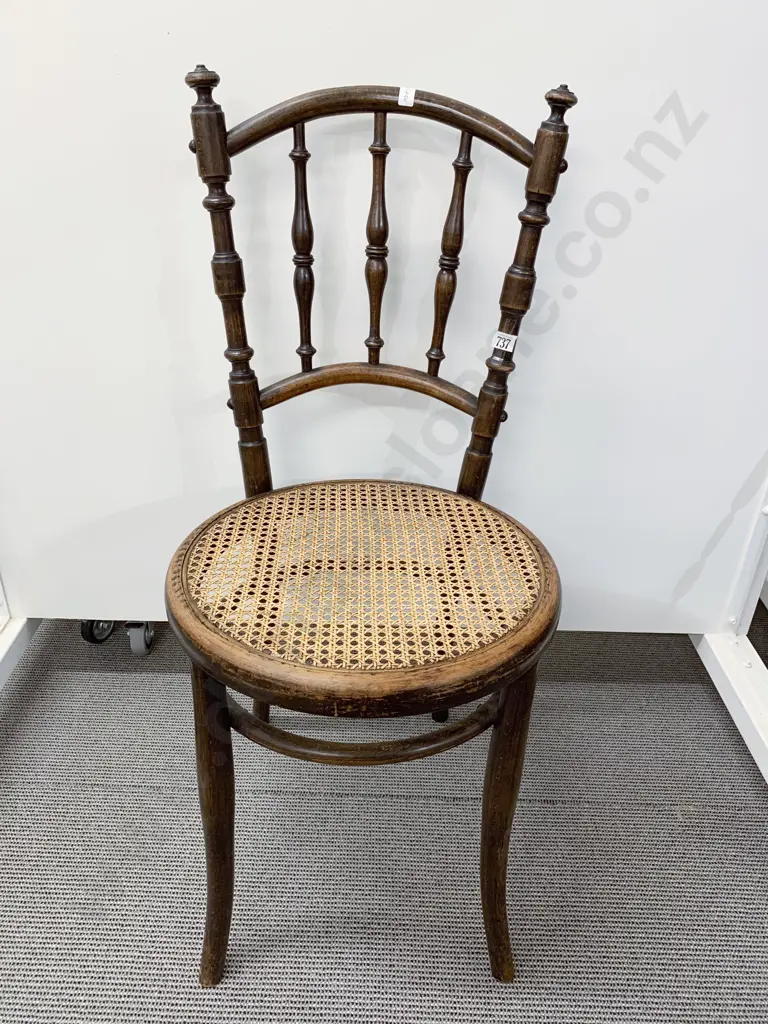 Cane Seated Spindle Back Bentwood Chair Image 1++