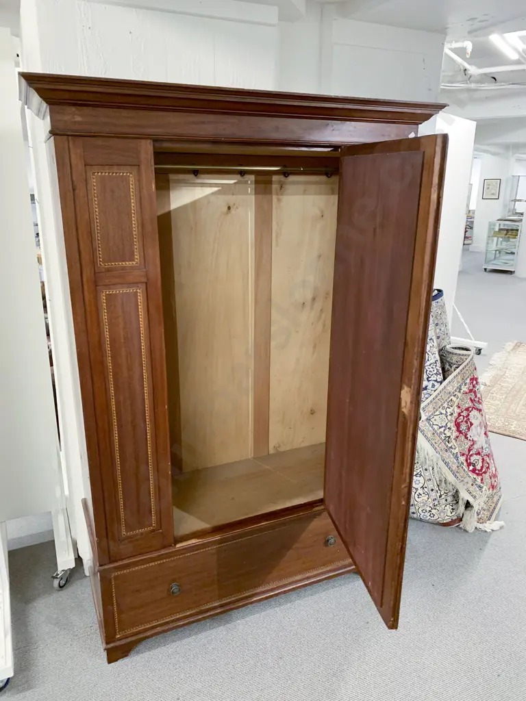 Mahogany Sheraton Revival Mirror Door Wardrobe Image 1++