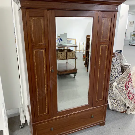 Mahogany Sheraton Revival Mirror Door Wardrobe