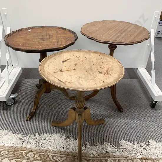 Three Assorted Tripod Base Wine Tables
