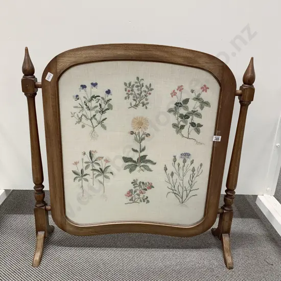 Mahogany Framed Firescreen with Needlepoint Panel