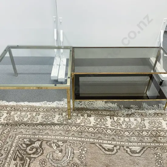 Two Brass & Glass Top Coffee Tables